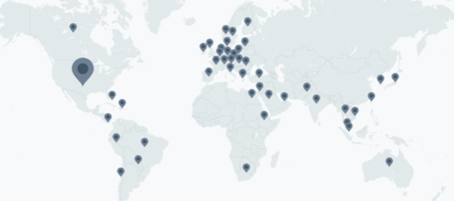 World map showing which countries attendees accessed AMA Summer 2020 from