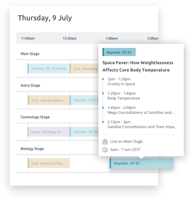 Screenshot of the schedule of an online conference on Ex Ordo