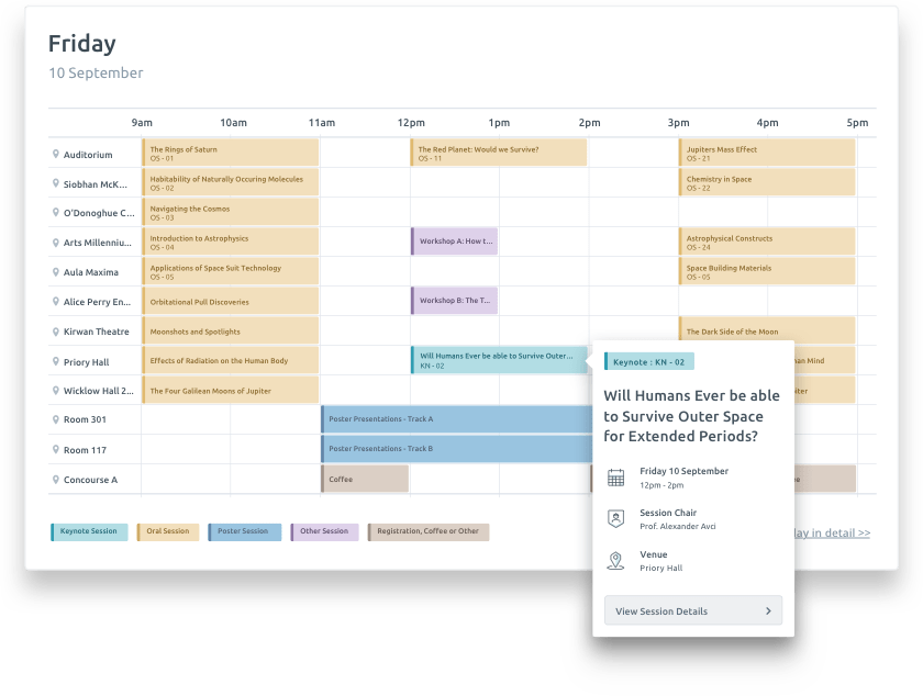 TScreengrab showing Ex Ordo conference scheduling software on desktop and mobile conference app